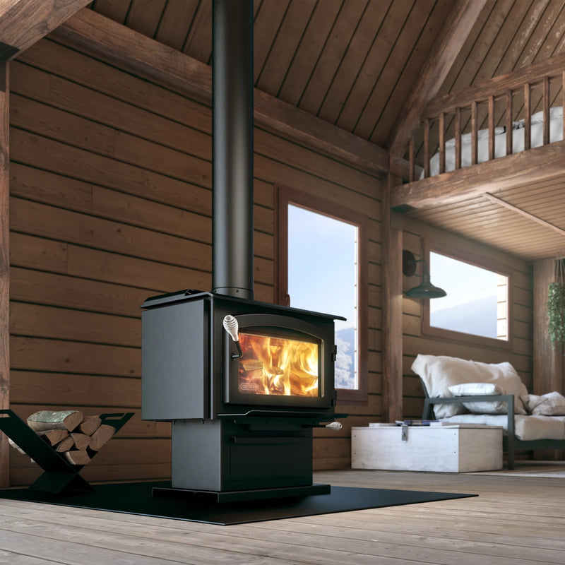 Load image into Gallery viewer, Drolet Escape 1500 Wood Stove w/ Pedestal 65,000BTU 30% Tax Credit
