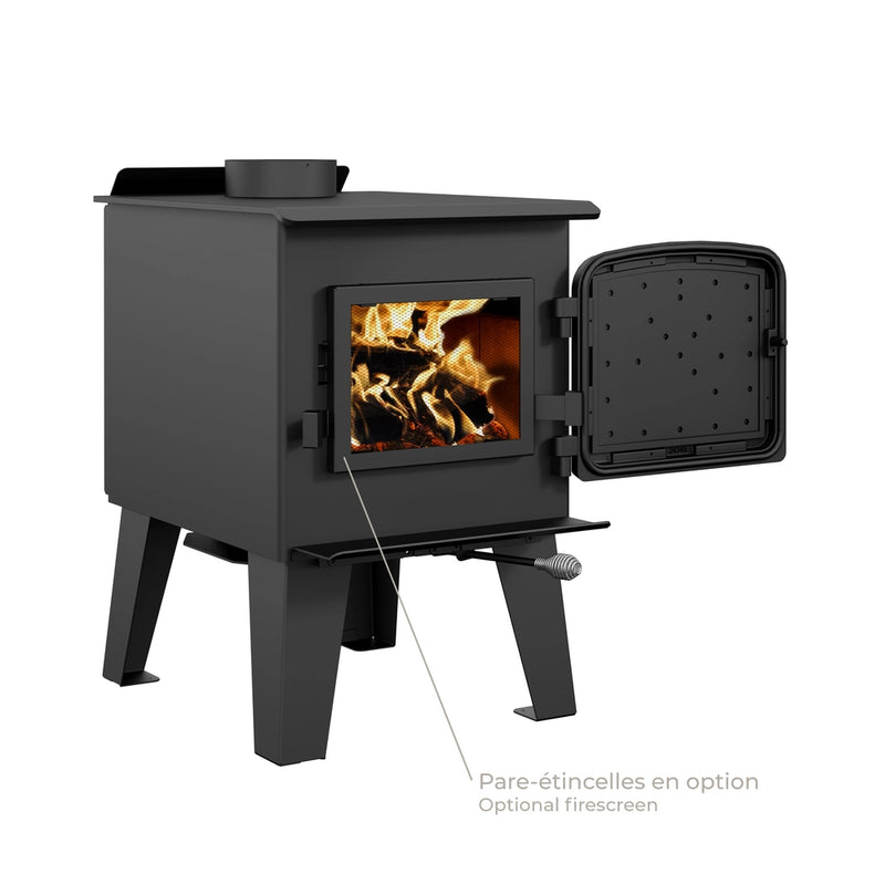 Load image into Gallery viewer, Drolet Fox Wood Stove w/ Pedestal 45,000BTU 30% Tax Credit
