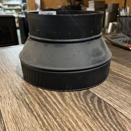 8x6-612 8”x6” black stove pipe increaser reducer 8” end crimped