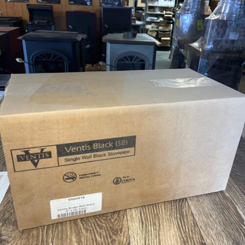 ventis 8”x18” single wall black stovepipe VSB0818