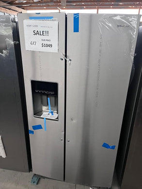 #417- Whirlpool 28.4cuft Side by Side Refrigerator (Stainless)