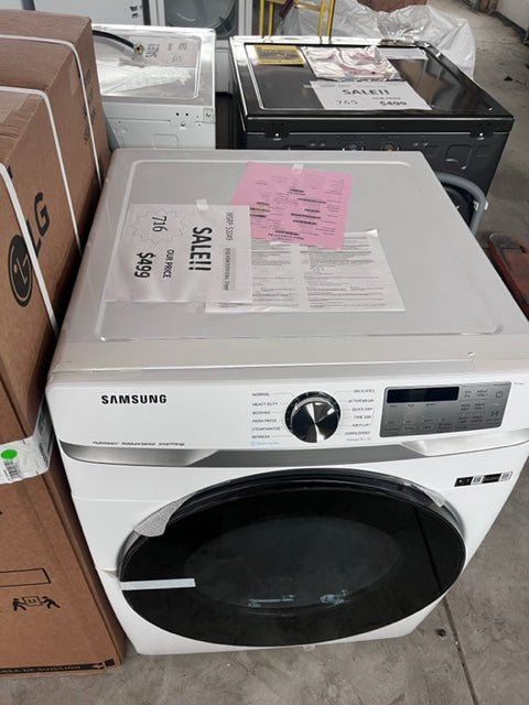 #716- Samsung 7.5cuft Front Load Stackable Electric Dryer (White)