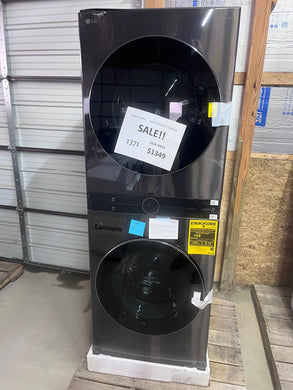 #1371- LG - 4.5 Cu. Ft. HE Smart Front Load Washer and 7.4 Cu. Ft. Electric Dryer WashTower with Steam and Built-In Intelligence - Black Steel