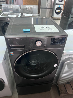 #1385- LG - 4.5 Cu. Ft. High-Efficiency Stackable Smart Front Load Washer with Steam and Built-In Intelligence - Black Steel