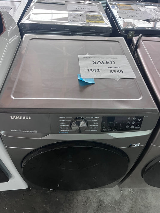 #1392- Samsung - 4.5 Cu. Ft. High-Efficiency Stackable Smart Front Load Washer with Steam and Super Speed Wash - Platinum