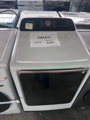 #1369- Samsung - 7.4 Cu. Ft. Smart Elec Dryer with Steam Sanitize+ - Ivory