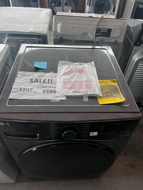 #1397- LG - 4.5 Cu. Ft. High-Efficiency Stackable Smart Front Load Washer with Steam and Built-In Intelligence - Black Steel