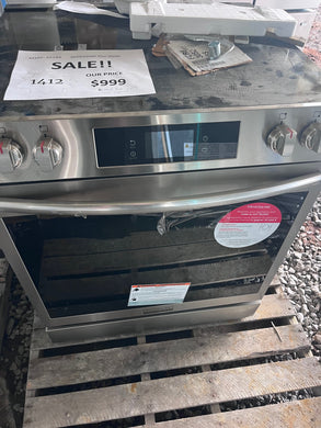 #1412- Frigidaire Gallery 30-in Glass Top 5 burners 6.2-cu ft Air Fry Convection Oven Slide-In Electric Range Fingerprint Resistant Stainless Steel )