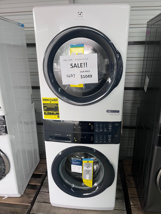 #1467- Electrolux LuxCare Wash Stacked Laundry Center with 4.4-cu ft Front load Washer and Electric 8-cu ft Dryer