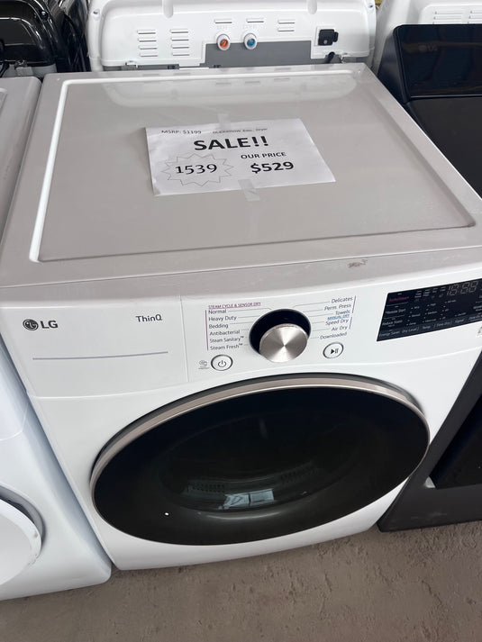 #1539- LG  7.4 Cu. Ft. Vented SMART Stackable Electric Dryer in White with TurboSteam and Sensor Dry Technology