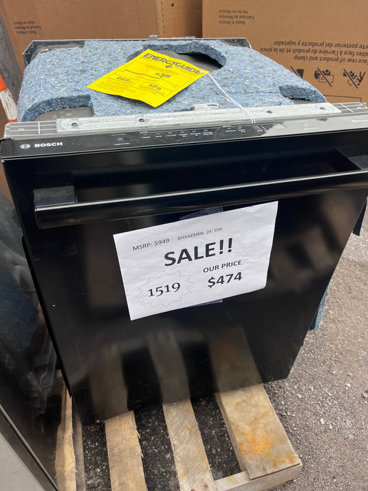 #1519- Bosch100 Series Premium 24 in. Black Top Control Tall Tub Dishwasher with Hybrid Stainless Steel Tub, 46 dBA