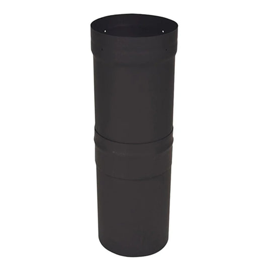 6" Ventis Single-Wall Black Stove Pipe-2"-16" Slip Section with Gap Collar-VSB06SL
