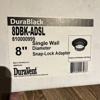 dura-vent 8DBK-ADSL 8” single wall snap lock adapter