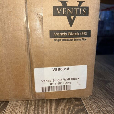 ventis 8”x18” single wall black stovepipe VSB0818