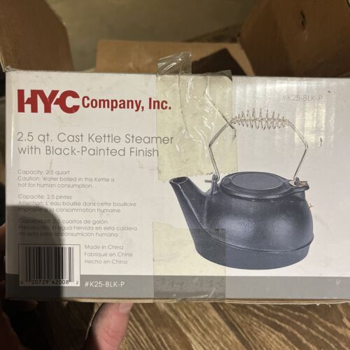 Load image into Gallery viewer, #25-BLK-P HY-C 2.5qt cast iron kettle steamer wood/coal/pellet stove
