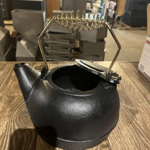 Load image into Gallery viewer, #25-BLK-P HY-C 2.5qt cast iron kettle steamer wood/coal/pellet stove

