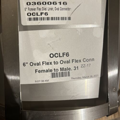 Load image into Gallery viewer, 6” forever flex oval liner female to male connector OCLF6
